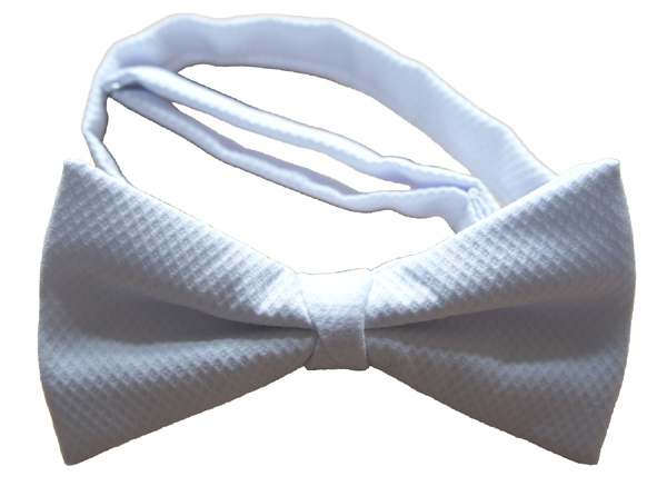 100% Cotton White Marcella Pre-Tied Bow Tie